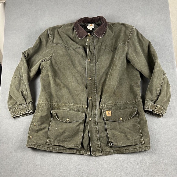 Carhartt Other - Vintage Carhartt Jacket Mens 2XL Green Barn Coat Blanket Lined Workwear Thrashed